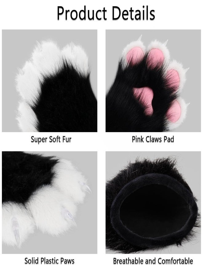 HAOAN Furry Faux Fur Fox Cat Paws Gloves Animal Fursuit Mittens Halloween Christmas Cosplay Costume Props - Image 5